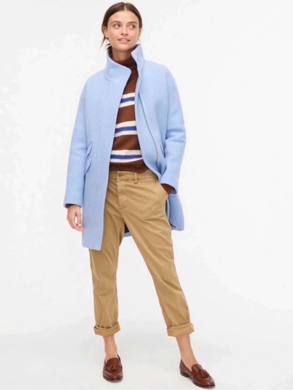 J. Crew Wool Cocoon Coat Stadium Cloth Heather Blue 2P - Picture 3 of 13
